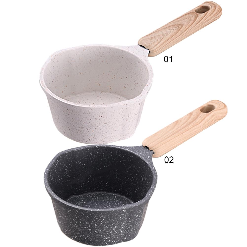 Non-Stick Mini Sauce Pan Wooden Handle Butter Melting Pot Butter Warmer Non-stick Frying Pan for Pouring Oil Milk Heating Frying