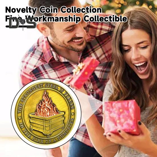 7/9Pcs Dumpster Flame Challenge Coin Double-sided Carved Metal Commemorative Medal Medallion Round Collection Coin Home Office Desk Decoration