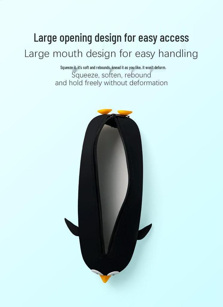 Silicone Penguin Pencil Case: Large Capacity, Waterproof, Portable & Cute Stationery Holder
