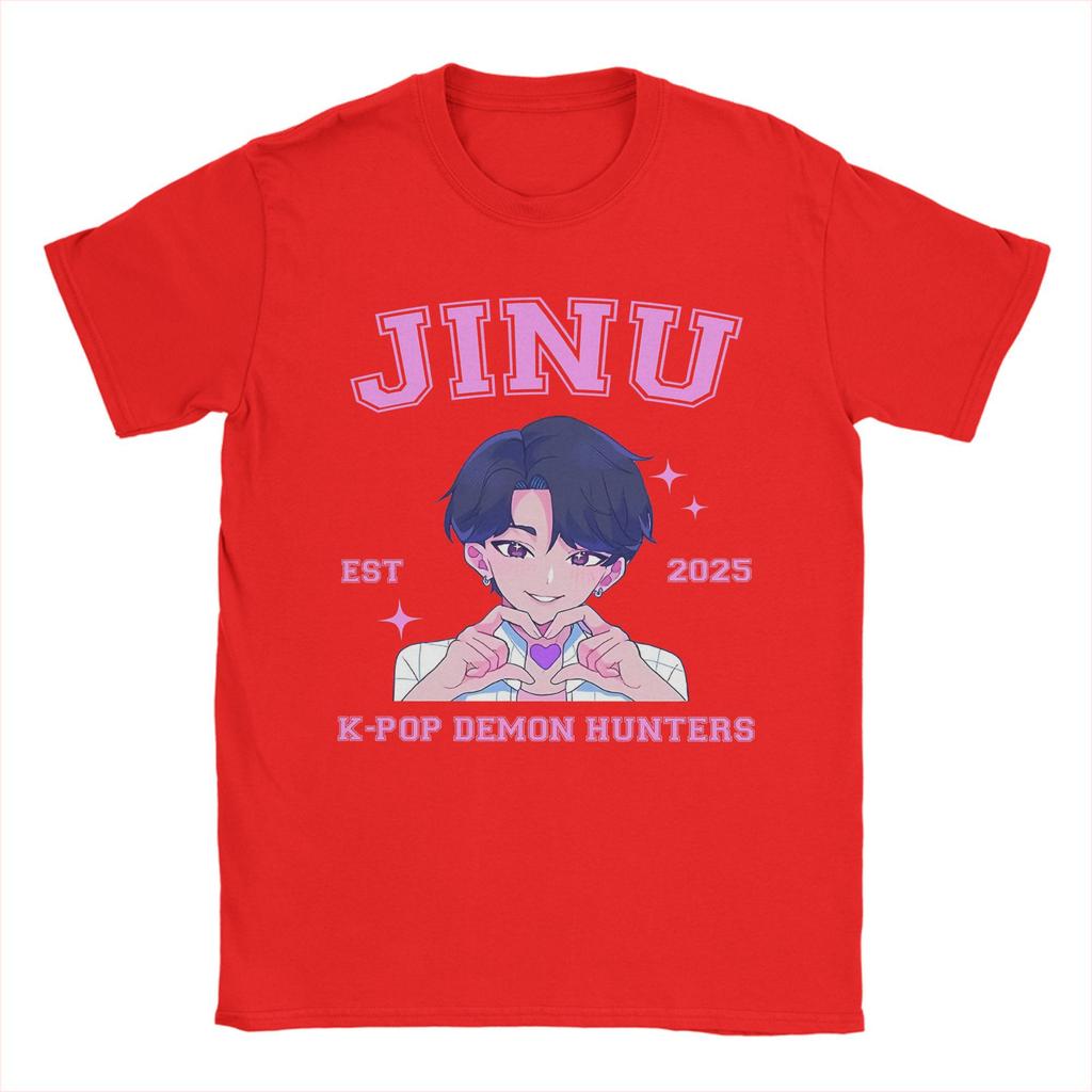 JINU Saja Boys Kpop Demon Hunters T-Shirt Men  Vintage Pure Cotton Tee Shirt O Neck Short Sleeve T Shirt Adult Tops