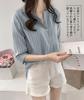 Sueeya Short Loose Summer [Sueeya] Shirt, Women's Blouse, Striped, Sleeve, Skipper, Slit, Fit, Slimming, Stylish, Cute, Versatile, Work, Casual,