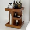 360 Rotating Wooden Makeup Organizer Large Japanese Style Cosmetic Storage Box for Desktop