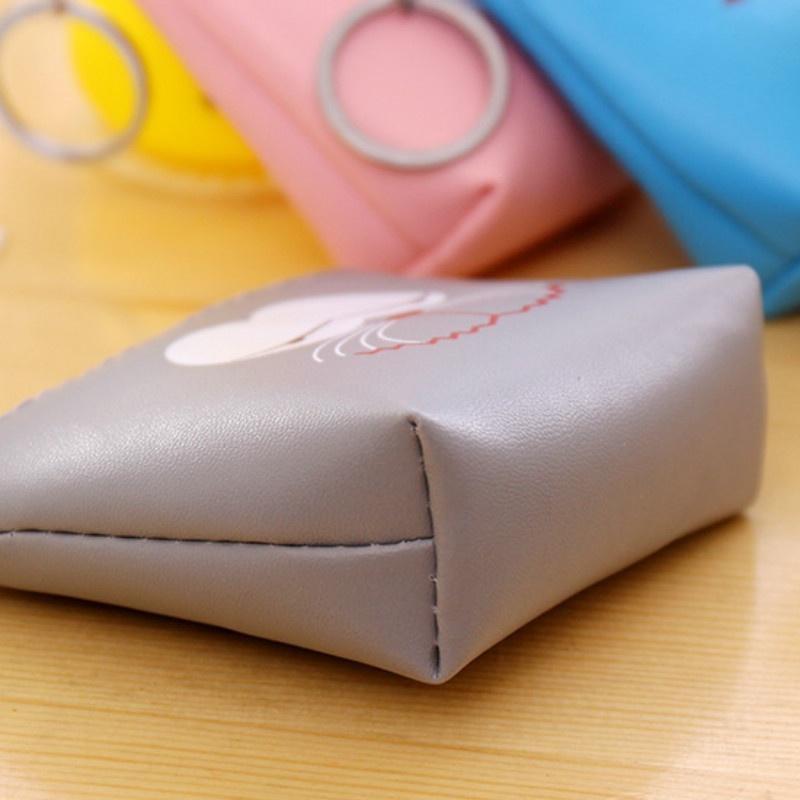 Cartoon Coin Purse Funny Face Cube PU Leather Coin Pen Case