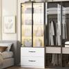 LED Display Cabinet 60×40×160 cm with Drawers, Aluminum Frame, Tempered Glass Doors and Soft-Closing Hinges, Multicolor LED