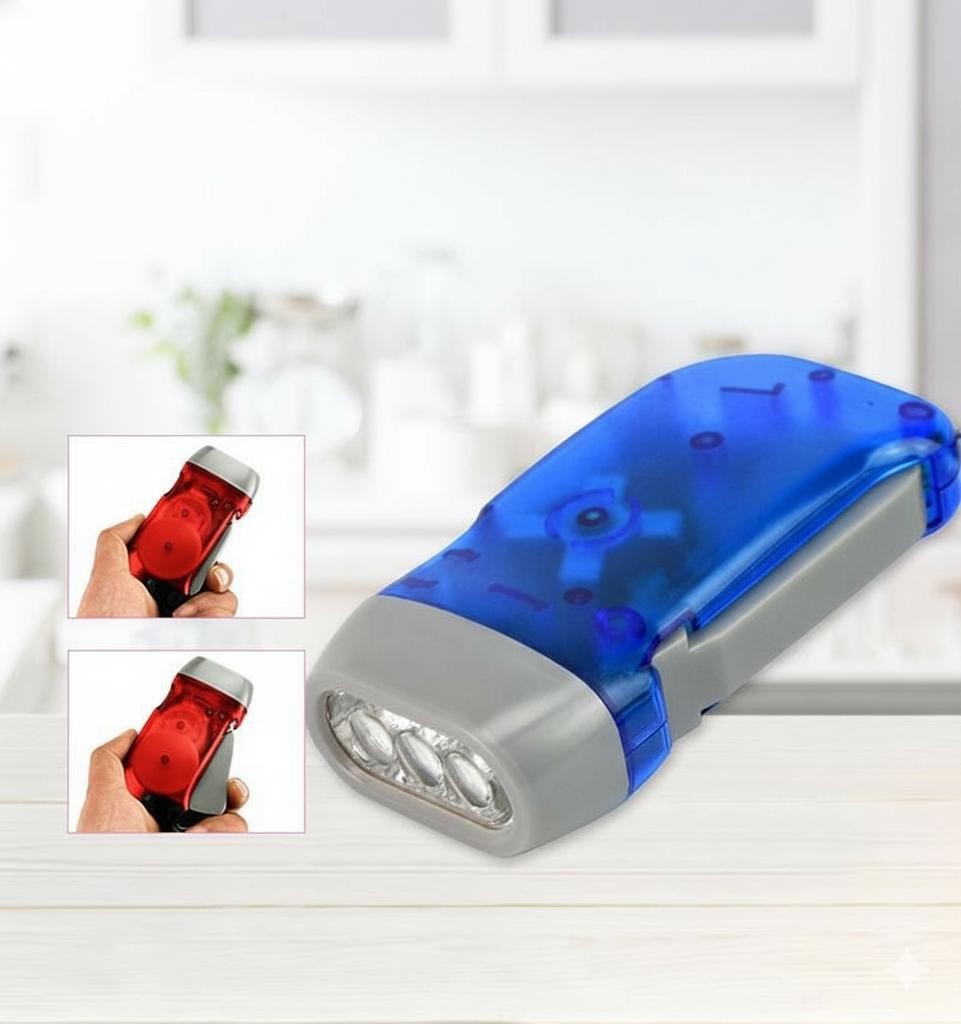 3LEDs Flashlight With Hanging Rope Hand Rechargeable Light Torch Red Shell Manual Bright Small Portable Plastic Mini Outdoor LED