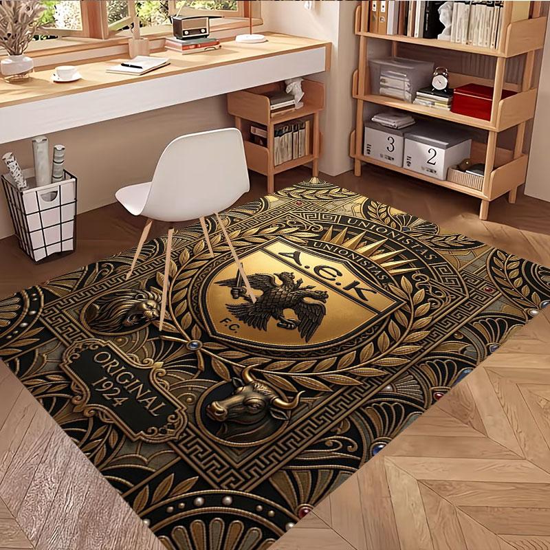 AEK Athens FC Print Rug, Washable Floor Carpet, For Entryway Dorm Laundry Room Office Study, Home Decor Birthday Christmas Gift
