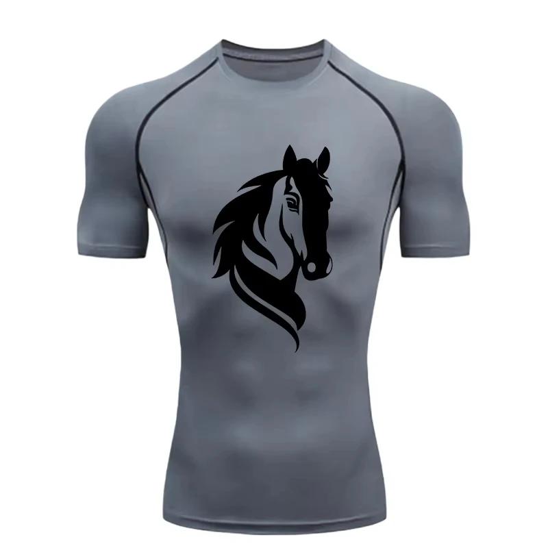 Pegasus Herren Sport T-Shirt Training Fitness Kompressions Workout T-Shirt Athletische T-Shirts Fitnessstudio T-Shirts Herren Fitness T-Shirt