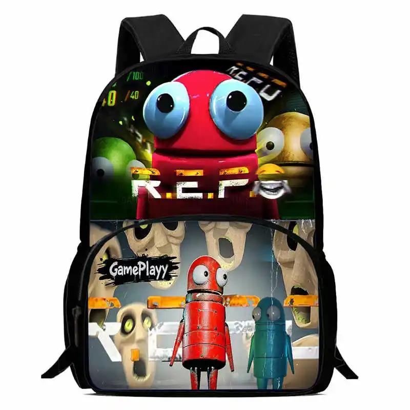 Durable R.E.P.O Kid Backpack for Pupil Students Child School Backpack with Front Pocket,Cartoon Child School Bags for Boys Girls