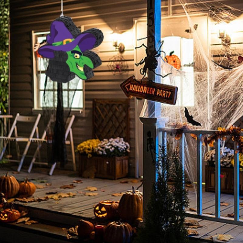 Festiwalowe piniaty o tematyce czarownic z wypełnieniem cukierkowym na dekoracje na imprezę halloweenową, gra do rozbijania dla dzieci