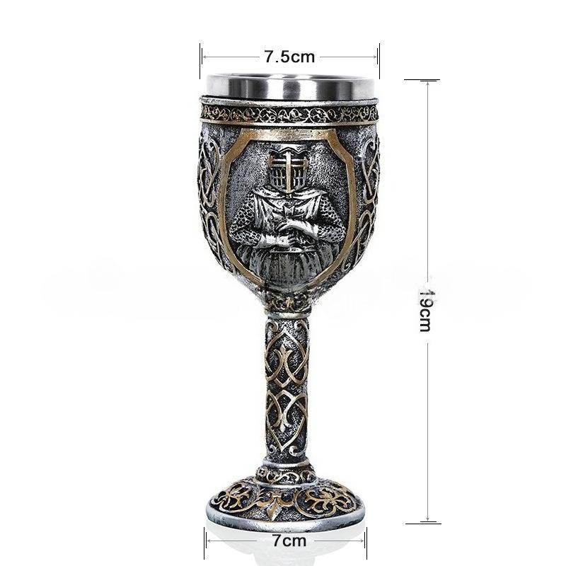 High-footed Cup Gift Resin Skull Cup, Creative 3D Stereoscopic Wolf Head Stainless Steel Decorative Cup