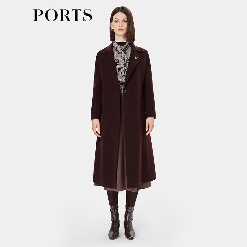 Ports Women's Chestnut Brown Double-Faced Wool Coat