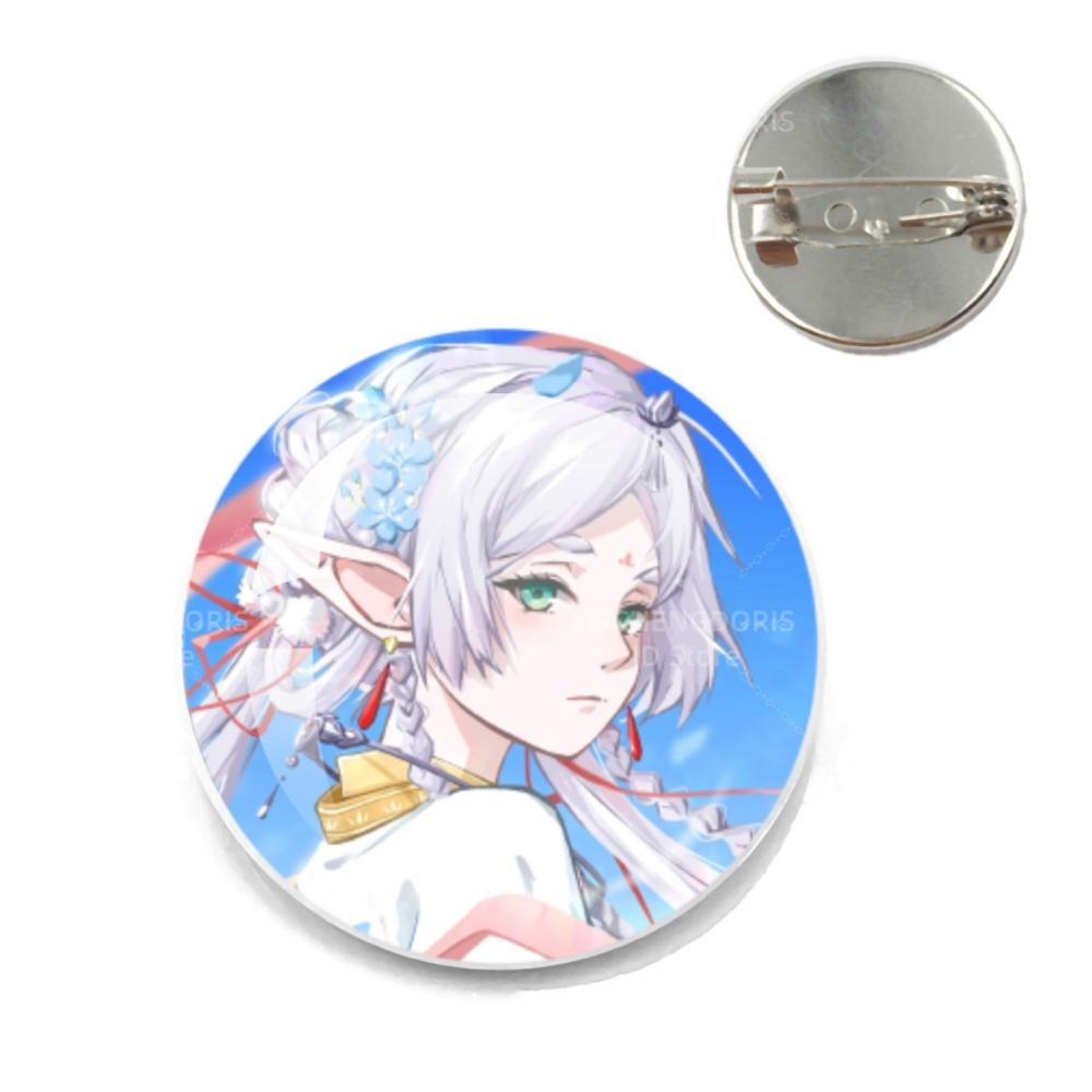 Anime Frieren Pins Cartoon Badge Round Creative Glass Metal Brooches For Backpack Jewelry Accessories Gifts