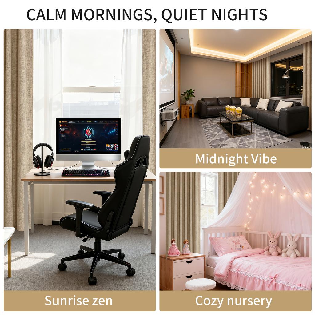 2 Panels Blackout Curtains Thermal Insulated Linen Curtain for Living Room Rod Pocket Light Blocking Drapes Window Treatment