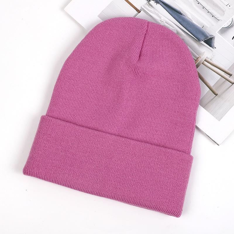 Custom Logo Unisex High Quality Plain Blank Color Winter Hat Cap Acrylic Knitted Beanie