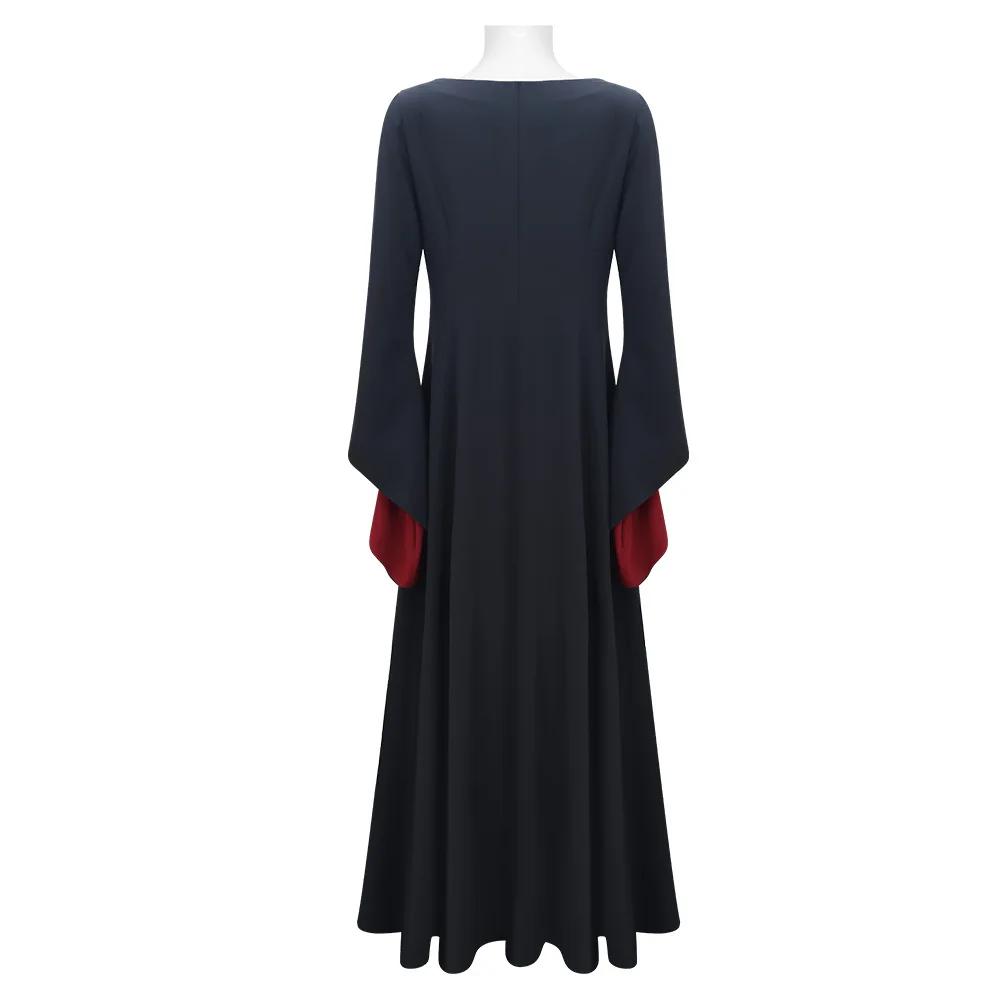 Tv Wednesday Morticia Cosplay Costume Black Robe Wig Set Women Gothic Dress Maxi Skirt Adult Vintage Halloween Masquerade Party