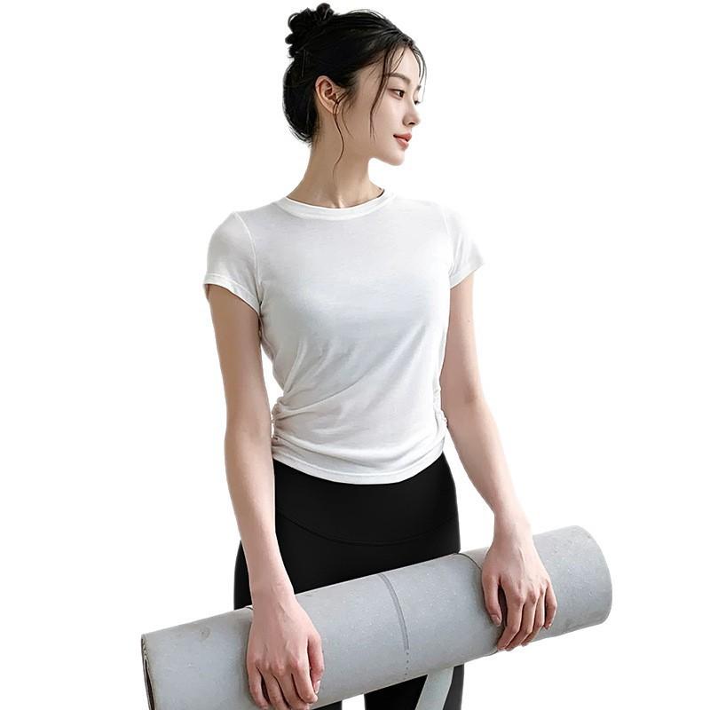 Womens Short Sleeve Yoga Tight Top Slim Fit Sports Running Training Gym Wear