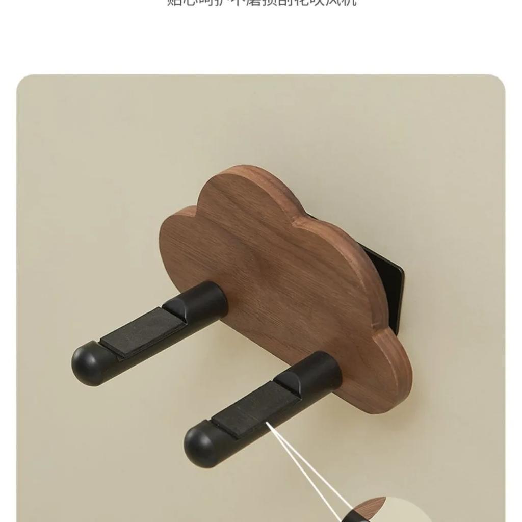 Wood Hair Dryer Rack Light Luxury Bathroom Wall-mounted Bracket Hair Dryer Hanger Air Drum Storage Rack Storage Rack