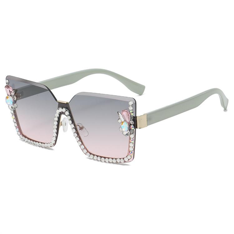 Rhinestone Shades Square Rimless Bling Bling Sunglasses With Diamond Designer Ladies Luxury Custom Logo Fashion Women Sunglasses