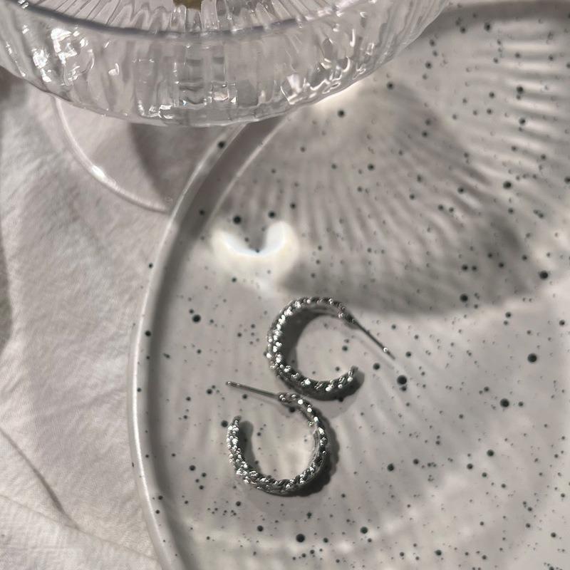 Concave Shape Recommendation~ French Fashionable Exaggerated Retro Personality High Sense Hollow Woven C-shaped Ring Ring Earrings