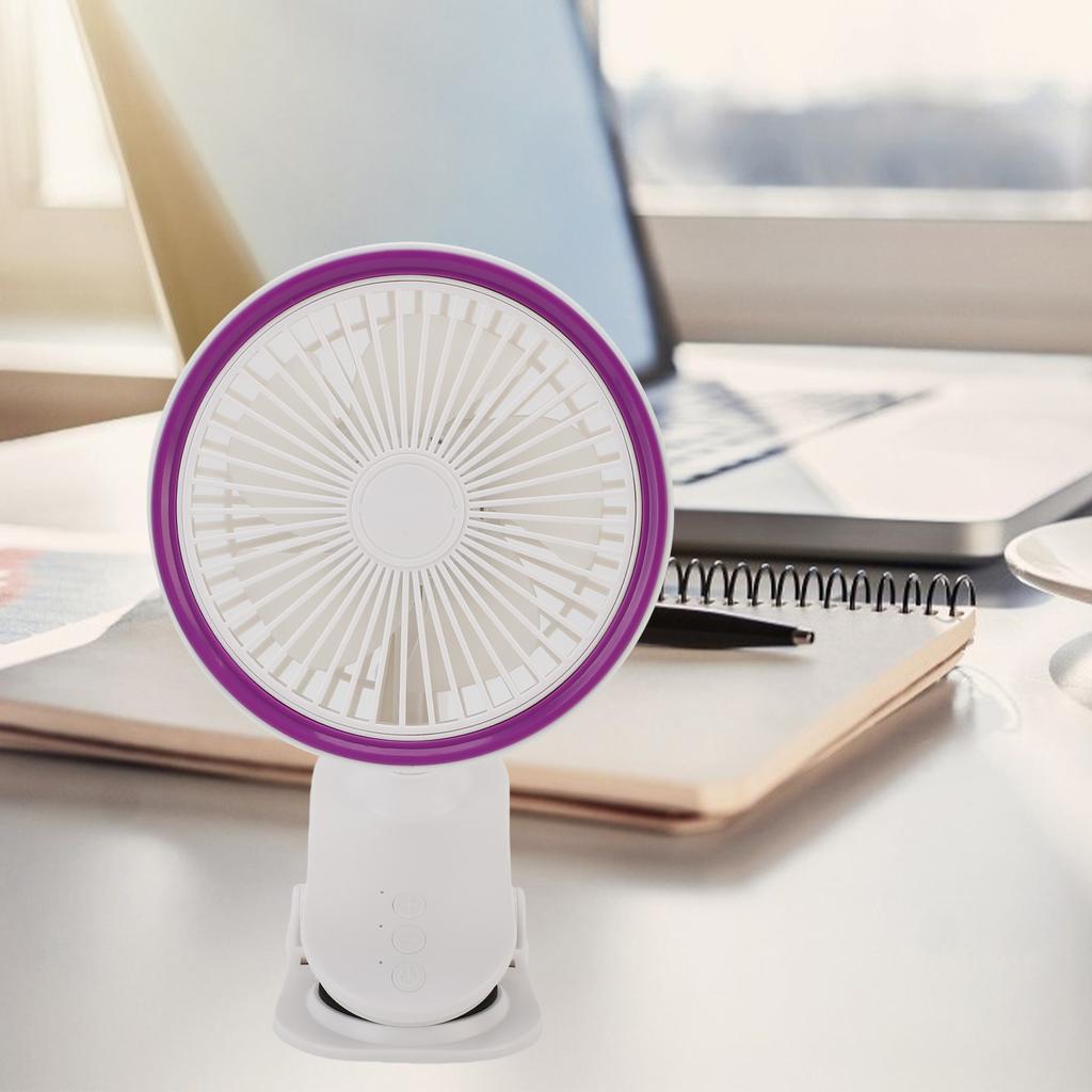 Fan with Clamp Quiet 360 Degree Rotation Rechargeable USB Portable Fan for Desk Bedside