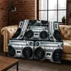 Retro Vinyl Record Music DJ Tape Flannel Blanket Soft Warm Blanket Throw Blanket for Bedroom Living Room Bed Travel Picnic Gift
