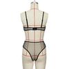 New Three-point Womens Lingerie Set Mesh Sling Sexy Suit High Waist Polka Dot Perspective Underwear Sexy Lingerie Babydoll