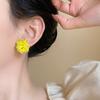 Crystal woven flower seaside vacation wind colorful embroidered earrings women's spring and summer small fresh and sweet white stud earrings