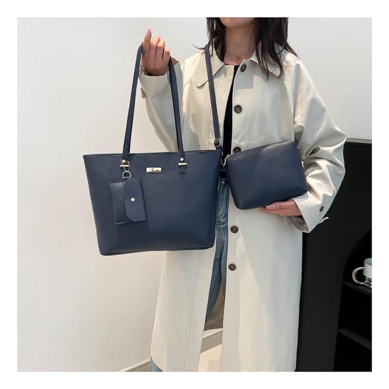 Borsa Tote Minimalista Stile Coreano Donna Grande Capacità Borsa a Secchiello Ecopelle Borsa a Spalla da Pendolare