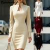 Nouvelle Robe Bodycon à Col Haut et Manches Longues, Coupe Ajustée, pour Fête de Cocktail Automne Hiver pour Femmes