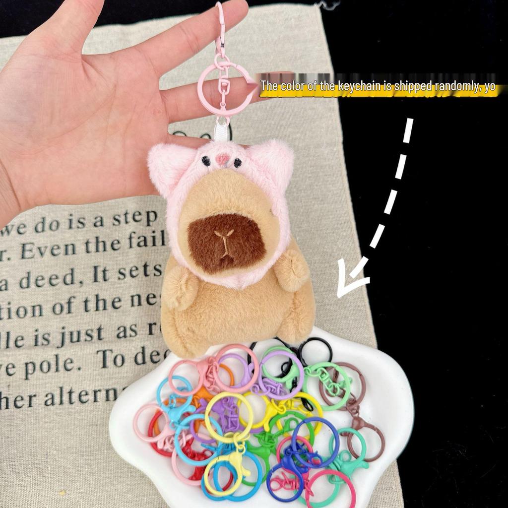 Capybara Plush Toy Keychain – Cute Stuffed Animal Backpack Clip