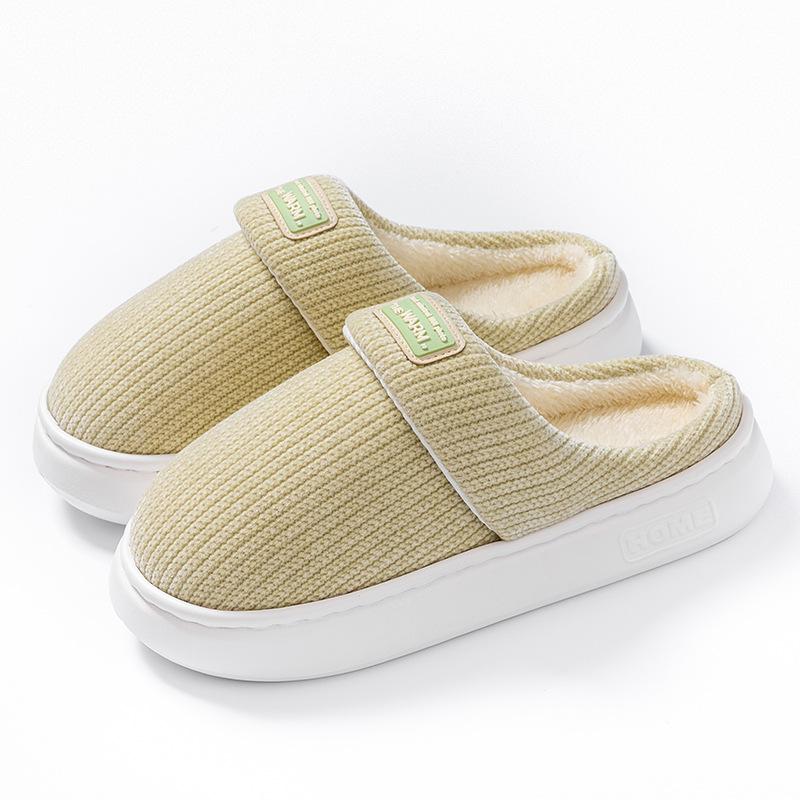 Simple Line Drag Cotton Shoes Autumn and Winter Indoor Home EVA Sole, Thick-soled Warm Cotton Slippers