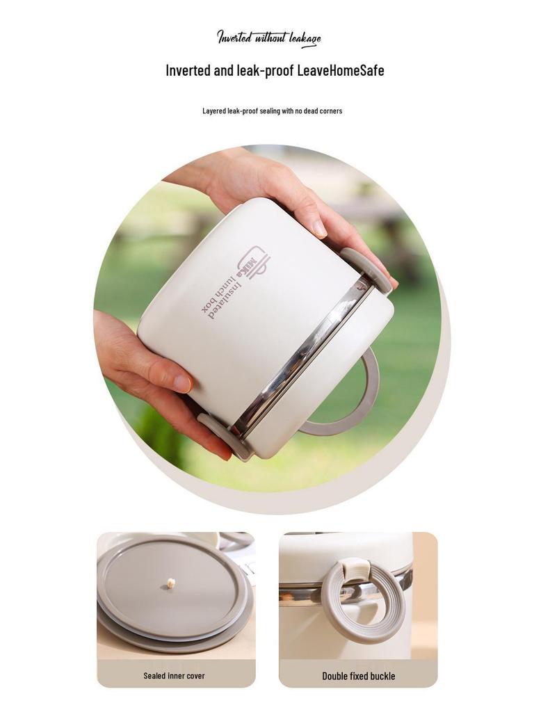 Portable Double-Layer Insulated Lunch Box for Students & Office Workers, 304 Stainless Steel, Ideal for Meal Transport