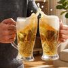 Soccer Beer Glass, 700ml Capacity Lead-Free Stein with Handle for Craft Beer, Sports Themed Beverage Cup for Party