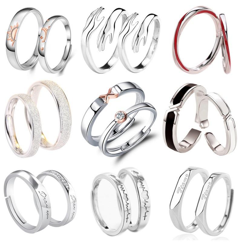 Open Couple Ring Silver Wedding Qixi Festival Valentine's Day Ring Wedding Pair Wedding Ring Living One Generation