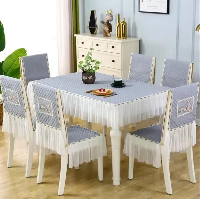 Lace Skirt Hem Chair Cover European Style Dining Table Cloth Cushion Flat Printed Tablecloth Fabric Art Stool Cover Cloth