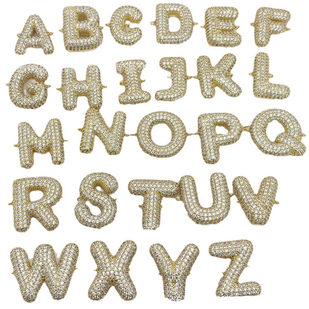 Gold-Plated Copper Chain Bracelet with Zircon and Adjustable Paperclip Design - Personalized 26-Letter English Bubble.