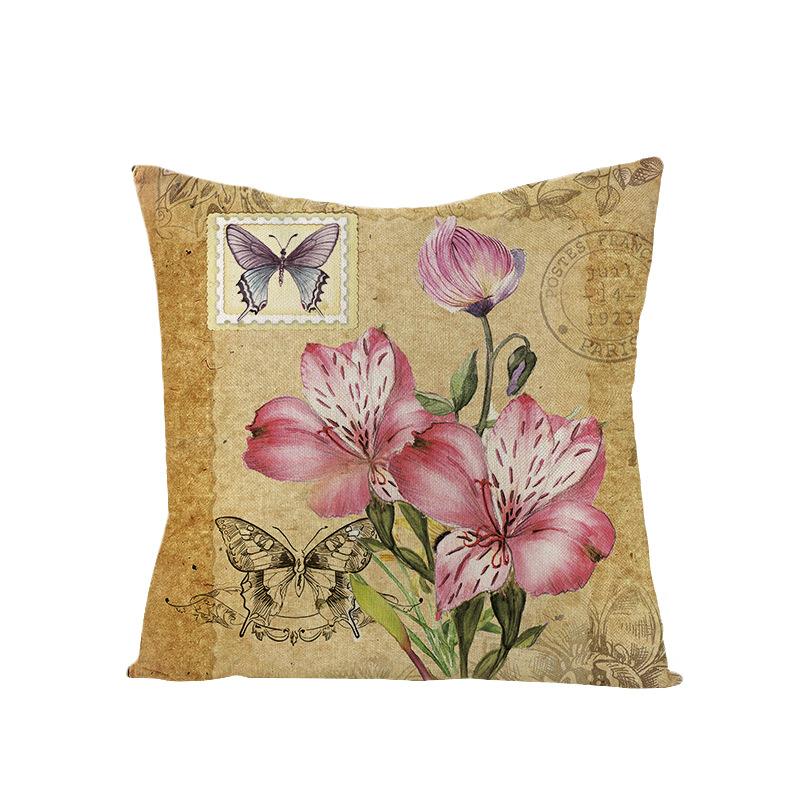 New Retro Flower Pillow Cover Polyester Home Pillow Living Room Sofa Cushion Cushion