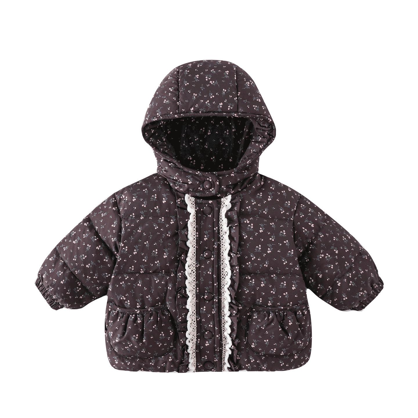 Girls  Fleece-Lined Winter Down Jacket - Thick Warm White Duck Outerwear 2025 100cm чёрный