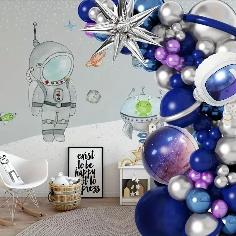 Blue-Purple Astronaut Theme Balloon Chain Birthday Decoration