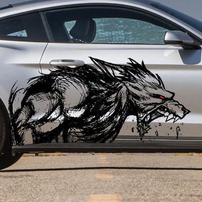 Hodí se pro Mustang F-150 Ranger Coyote Wolf Tattoo Grunge design Tribal Dveře Bed Boční Snímací auto Vinylová nálepka s grafikou