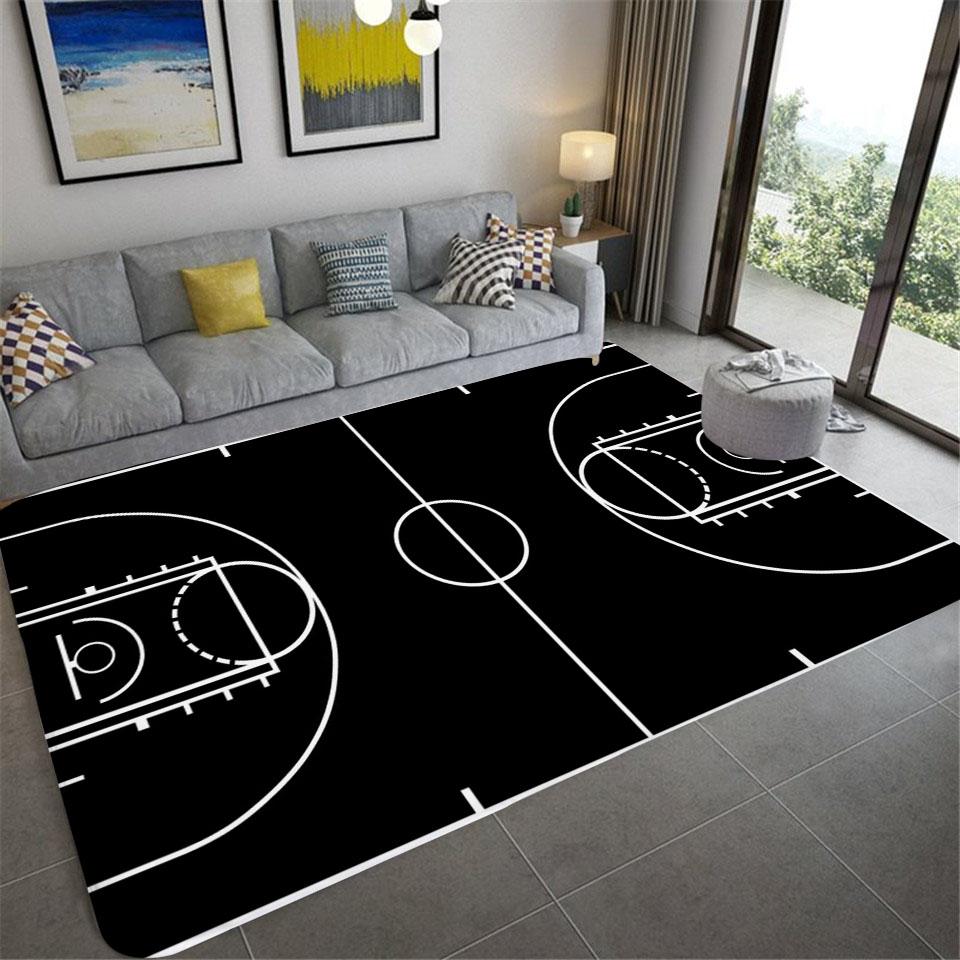 3D Basketball Court Printed Carpet Bedroom Bedside Living Room Sofa Table Area Rug Soft Large Size Floor Mat Doormat Home Decor