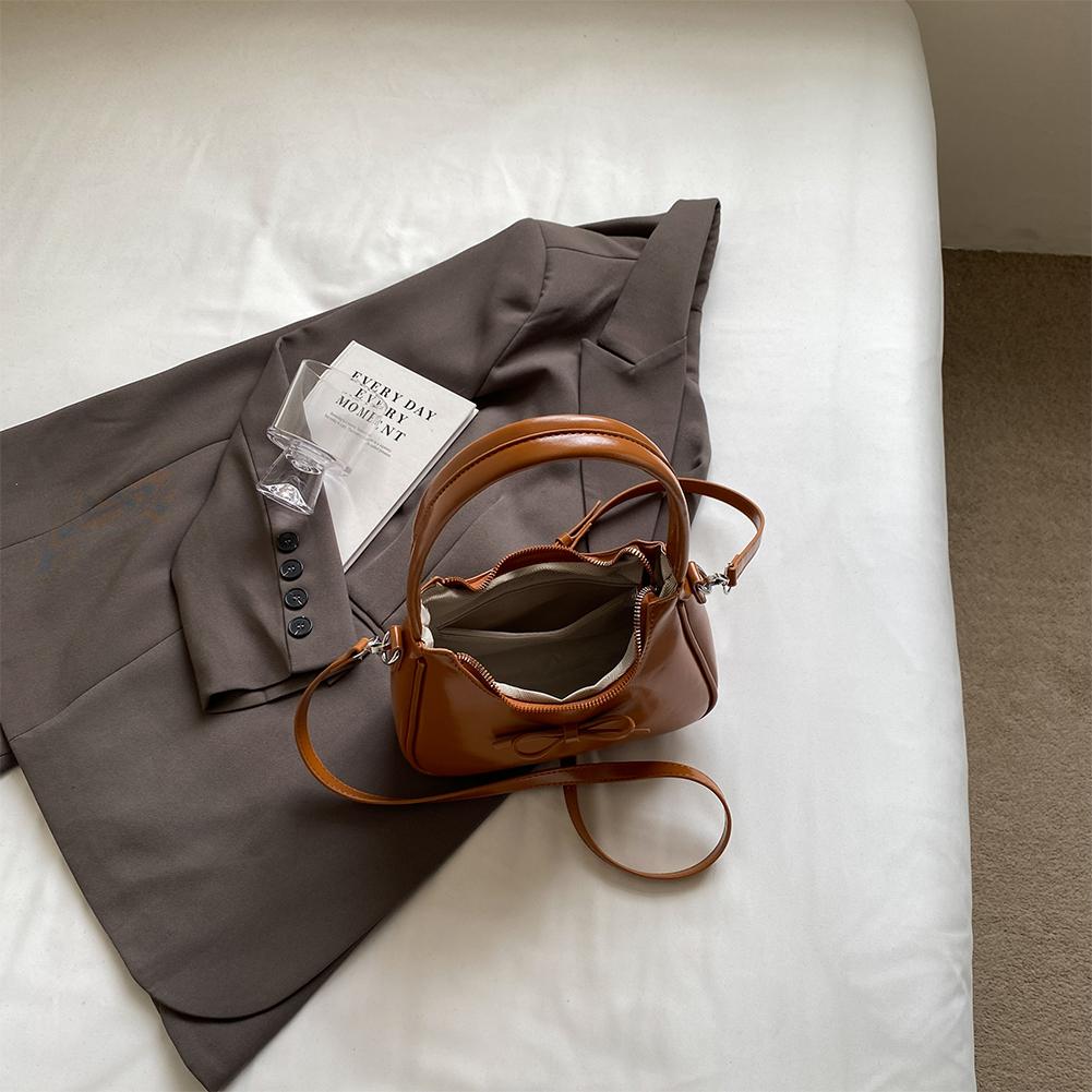Shoulder Bag Women PU Leather Bowknot Underarm Bag Solid Color Crossbody Bag Clutch Purse for Work Travel Shopping