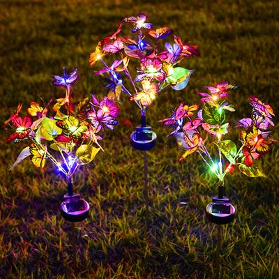 Solarenergie Außenhof Vierfarbige Schmetterlings-Blumen-Rasenlampe Gartendekoration Bodensteckbare Landschaftslampe Blumenlampe