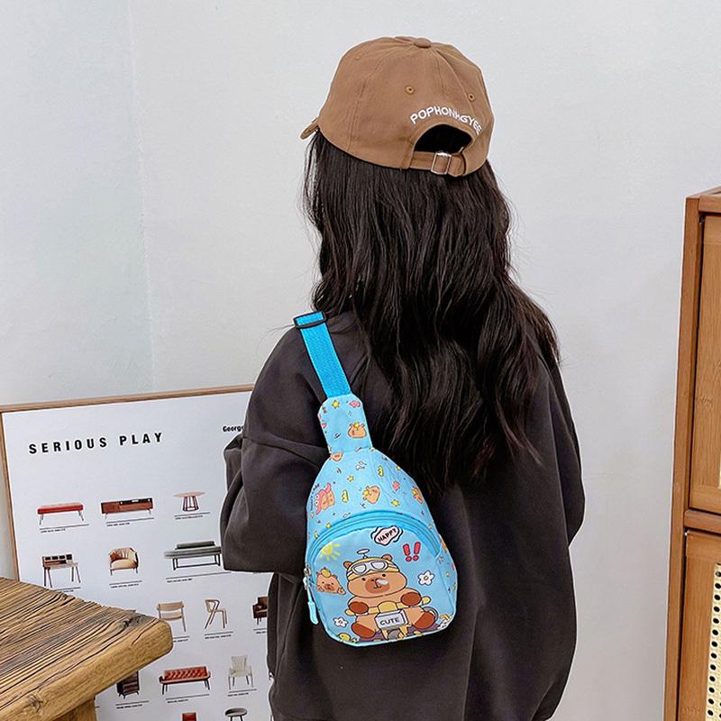 Cartoon Capybara Backpack Crossbody Bag Cute Printed Chest Bag  Storage Bag For Kids Portable Gift For Girls Boys