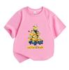 Kids Boys Girls 100% Cotton Crew Neck Short Sleeve T-Shirt, Cute Yellow Animated Characters Printed Casual Lightweight Breathable Tee for Daily Wear