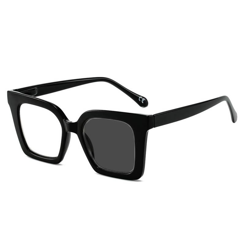 

Oversized Pochromic Reading Glasses for Men Outdoor Anti-UV Large Frame Sunglasses Women Vintage Black Presbyopia Eyeglasses 4.0