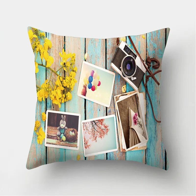 Pink Rose Pattern Pillowcase Office Living Room Home Pillowcase Car Ornaments