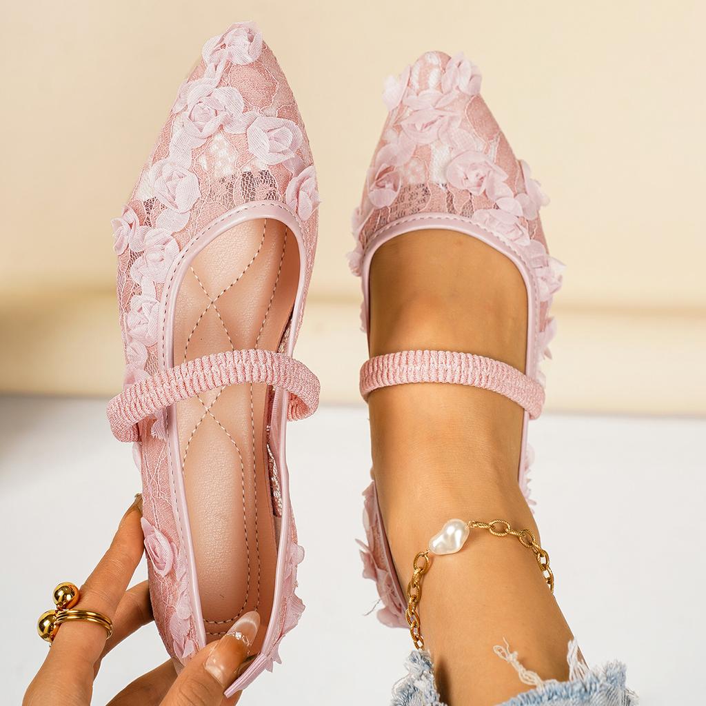 Damen Weite Weite Spitze Zehenpartie Elastische Slipper Loafer aus Spitze und Mesh, Atmungsaktive Freizeitschuhe für den Alltag