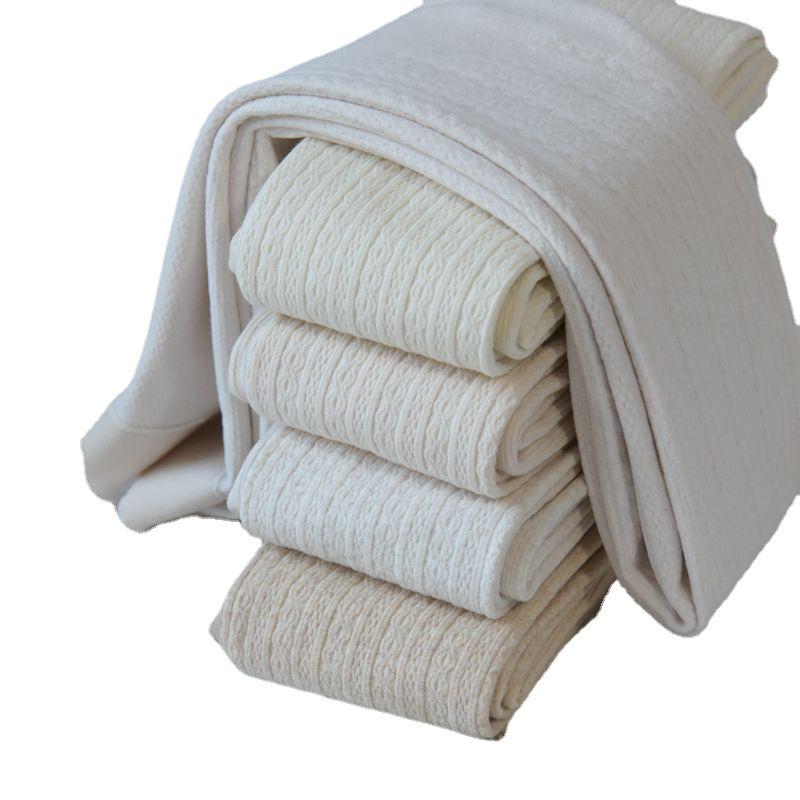 Women's Thickened Japanese Style Cable Knit White Tights with Plus Velvet & Warm Milk White JK Socks for Autumn/Winter