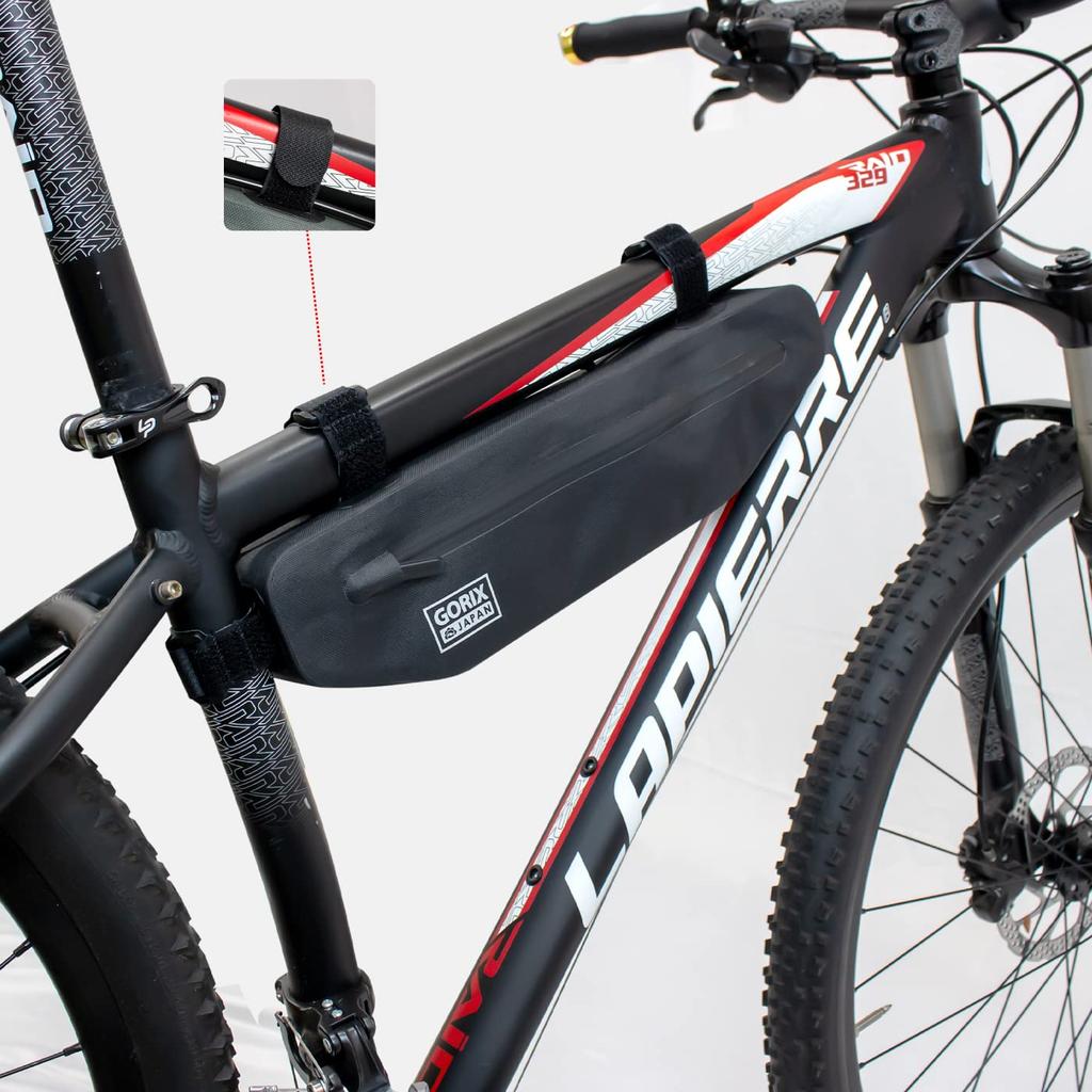 GORIX Frame Bag Bicycle Waterproof Top Tube Bag Cycle Bag Road Bike MTB Cross Bike Triangle Bag 1.5L (GX-FB27) (Gray)